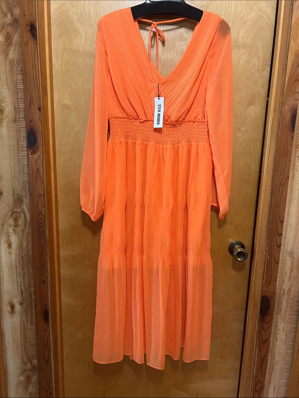 Steve Madden Orange V-Neck Tie-Back Maxi Dress